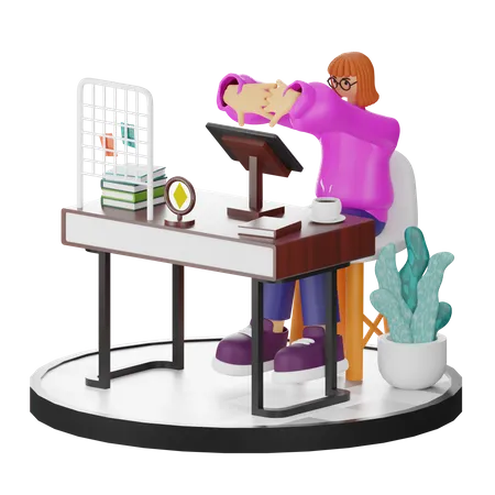 Female Doing Relaxing After Work  3D Illustration