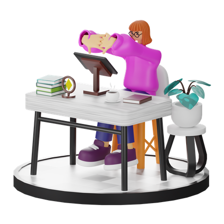 Female Doing Relaxing After Work  3D Illustration