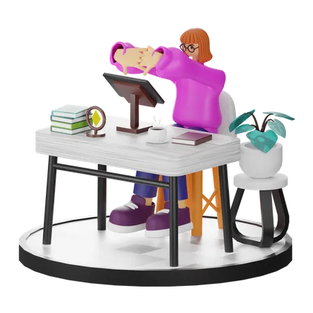 Female Doing Relaxing After Work  3D Illustration