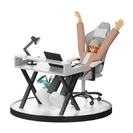 Female Doing Relaxing After Work  3D Illustration