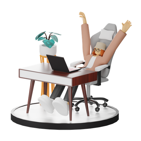 Female Doing Relaxing After Work  3D Illustration