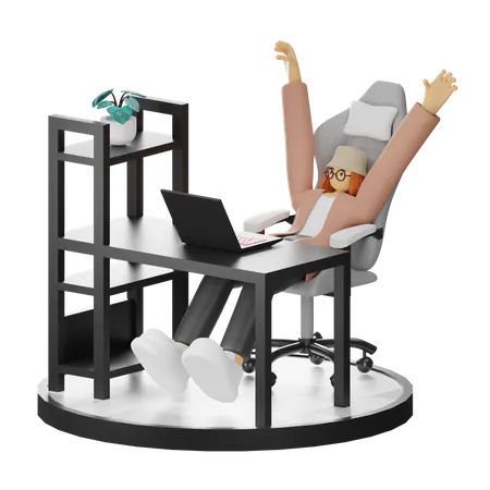 Female Doing Relaxing After Work  3D Illustration