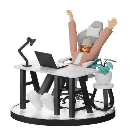 Female Doing Relaxing After Work  3D Illustration