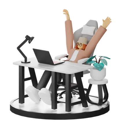 Female Doing Relaxing After Work  3D Illustration