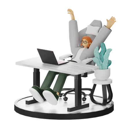 Female doing relaxing after work  3D Illustration