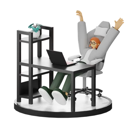 Female doing relaxing after work  3D Illustration