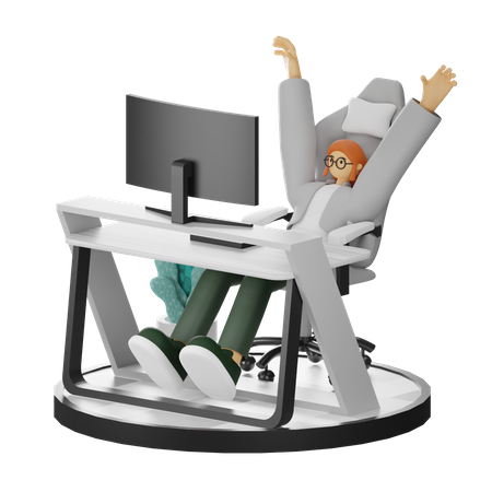 Female doing relaxing after work  3D Illustration