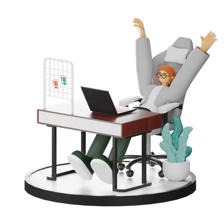 Female doing relaxing after work  3D Illustration