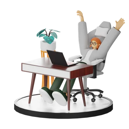 Female doing relaxing after work  3D Illustration