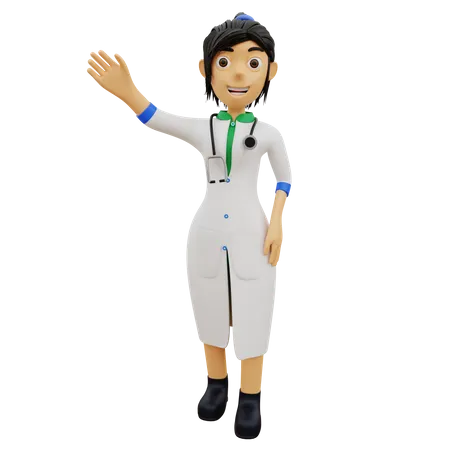 Female specialist doctor waving hand  3D Illustration