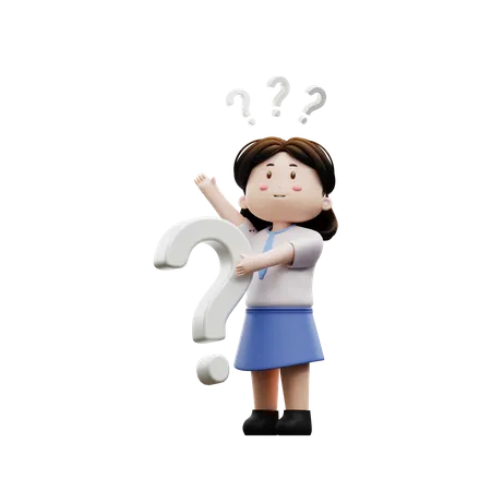 Female student with a question  3D Illustration