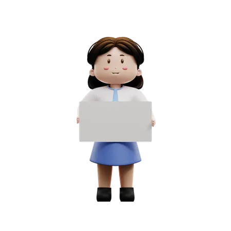 Female student with blank paper  3D Illustration