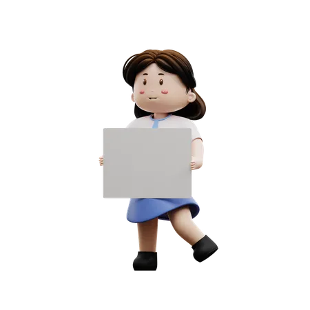 Female student with blank paper  3D Illustration