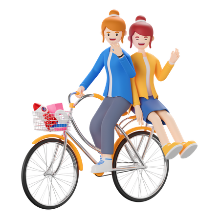 Femme faisant du vélo  3D Illustration