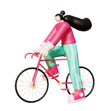 Femme faisant du vélo  3D Illustration