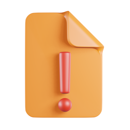 File Exclamation Sign  3D Icon