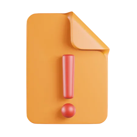 File Exclamation Sign  3D Icon