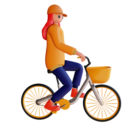 Fille à vélo  3D Illustration