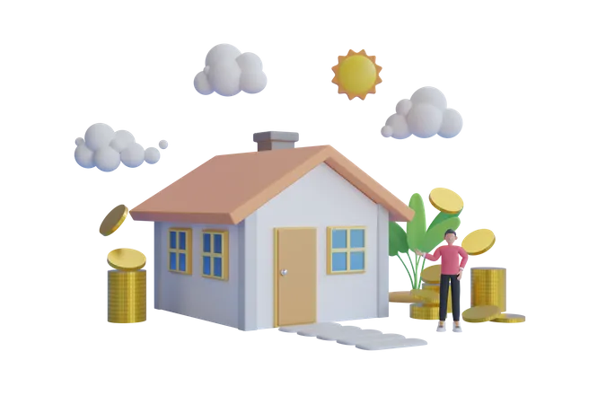 Financial home loan management  3D Illustration