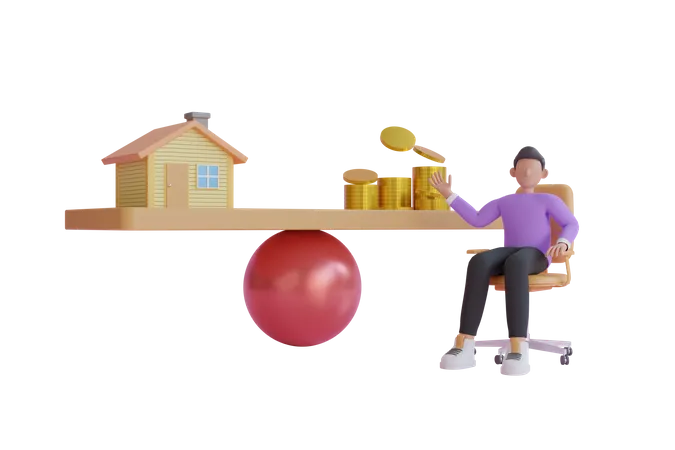 Financial home loan management  3D Illustration