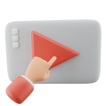 Finger Pointing Play Botton  3D Icon