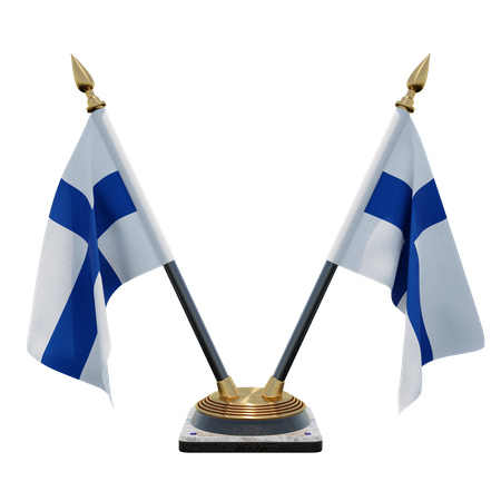 Finland Double Desk Flag Stand  3D Flag