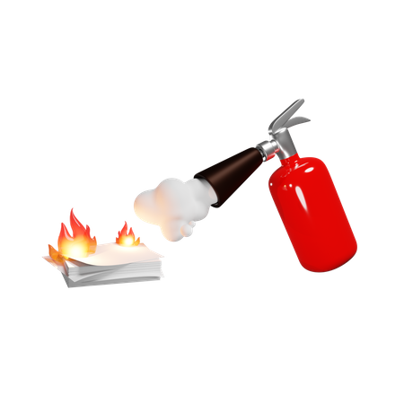 Fire Extinguisher Extinguishing Burning Business Project Clearing The Blockage At Work Deadline  3D Illustration