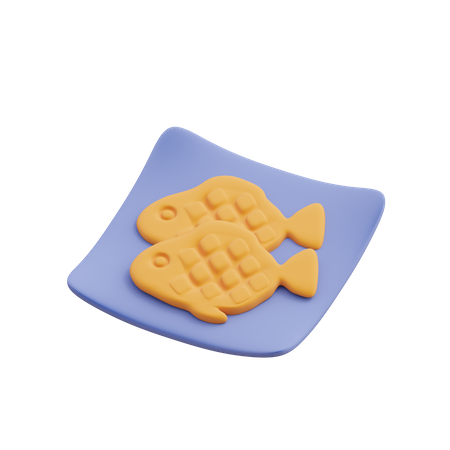 Fish in a plate  3D Illustration