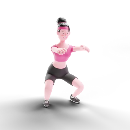 Fit woman Lifting Dumbells  3D Illustration