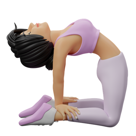 Fitness Girl Doing Camel Pose  3D Illustration