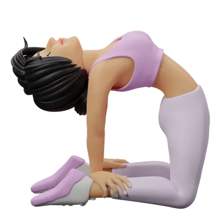 Fitness Girl Doing Camel Pose  3D Illustration