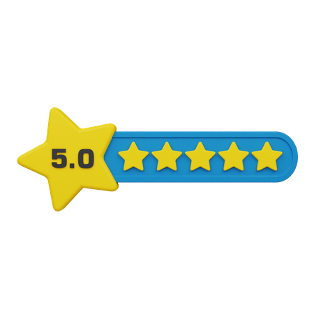 Five Star Rating Label  3D Icon