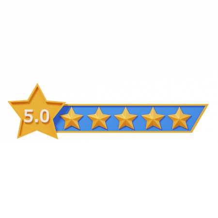 Five Star Rating Label  3D Icon