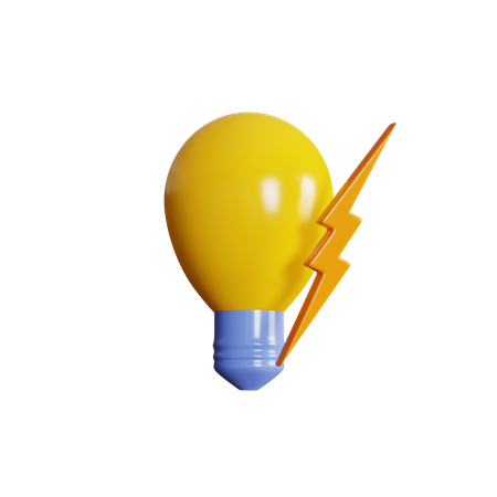 Flash lightning idea bulb  3D Icon