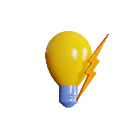 Flash lightning idea bulb  3D Icon