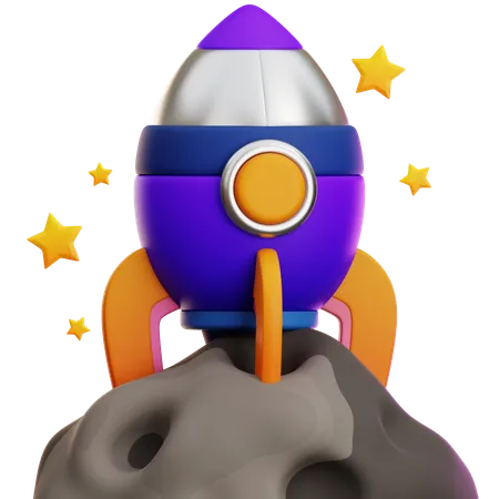 Foguete pousou na lua  3D Icon