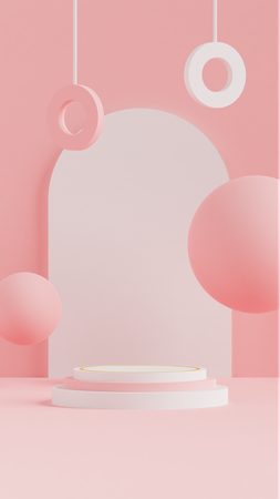 Fondo De Podio Rosa Pastel  3D Icon