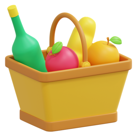 Food In The Picnic Bucket  3D Icon