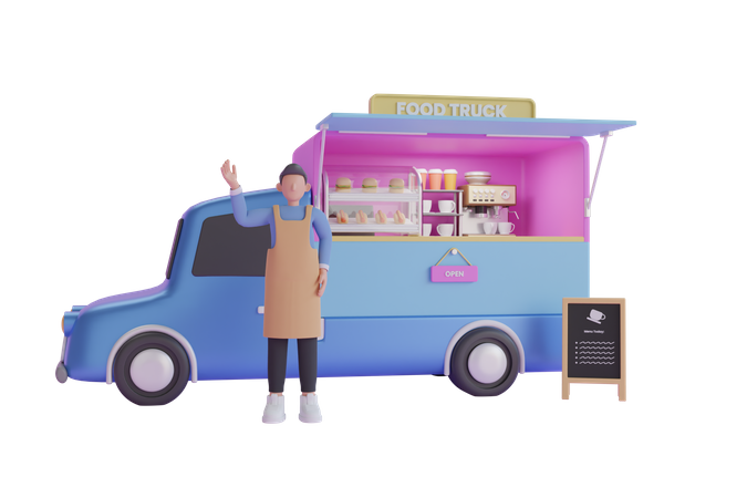 Food truck  3D Illustration