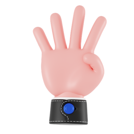 Four Finger Hand Gesture  3D Icon