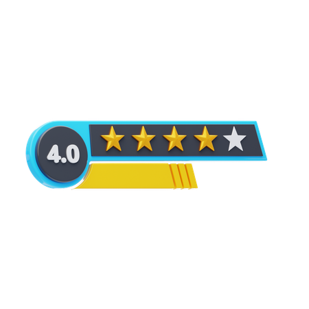 Four Of Five Star Rating  3D Icon