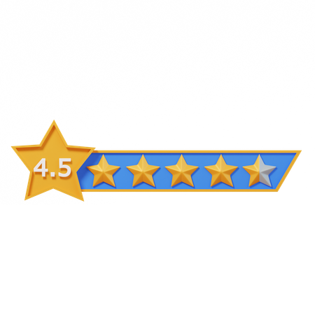 Four Point Five Star Rating Label  3D Icon