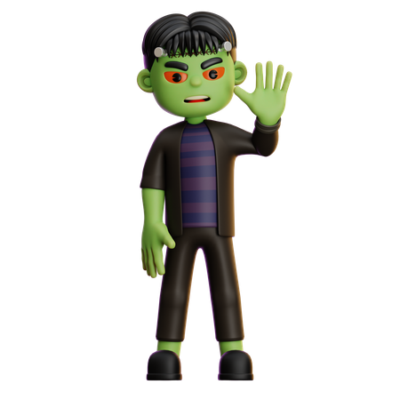 Frankenstein Saying Hello  3D Illustration