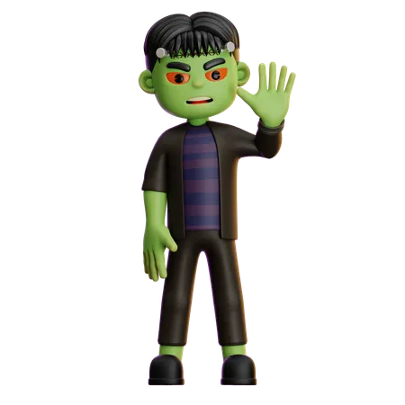 Frankenstein Saying Hello  3D Illustration