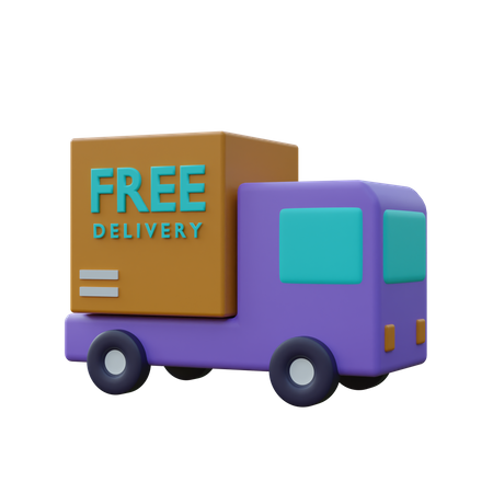 Free Delivery Truck  3D Icon