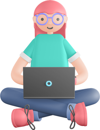 Freelancer trabalhando no laptop  3D Illustration