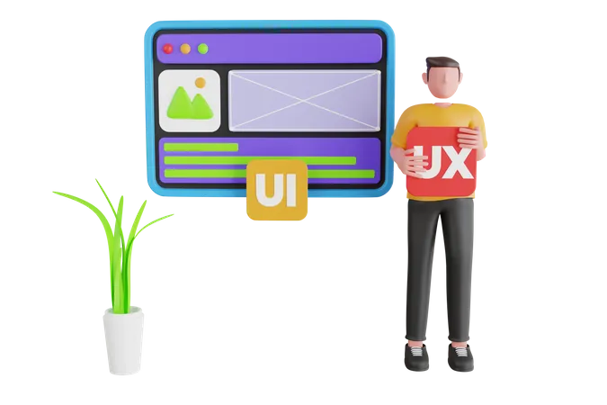 Freelancer work on web and ui application development usability  3D Illustration