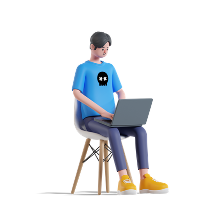 Freelancing Employee  3D Illustration