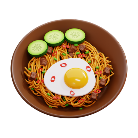 Fried Noodles With Egg And Vegetables  3D Icon