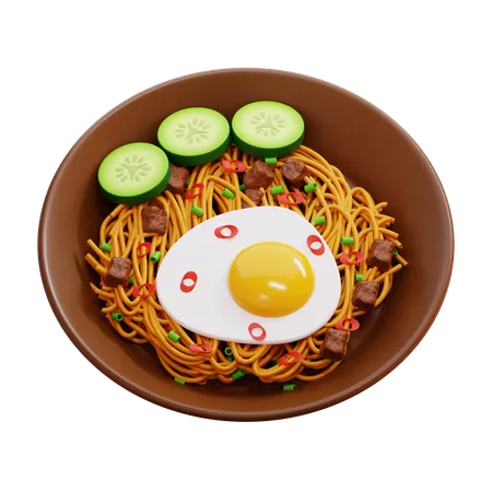 Fried Noodles With Egg And Vegetables  3D Icon